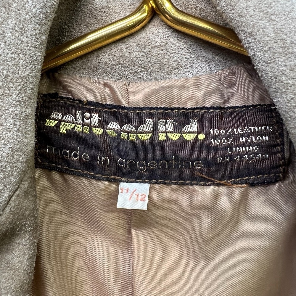 Vintage Suede Leather Blazer Women 11/12 Tan Argentina Equestrian Elbow Patch - Picture 5 of 8